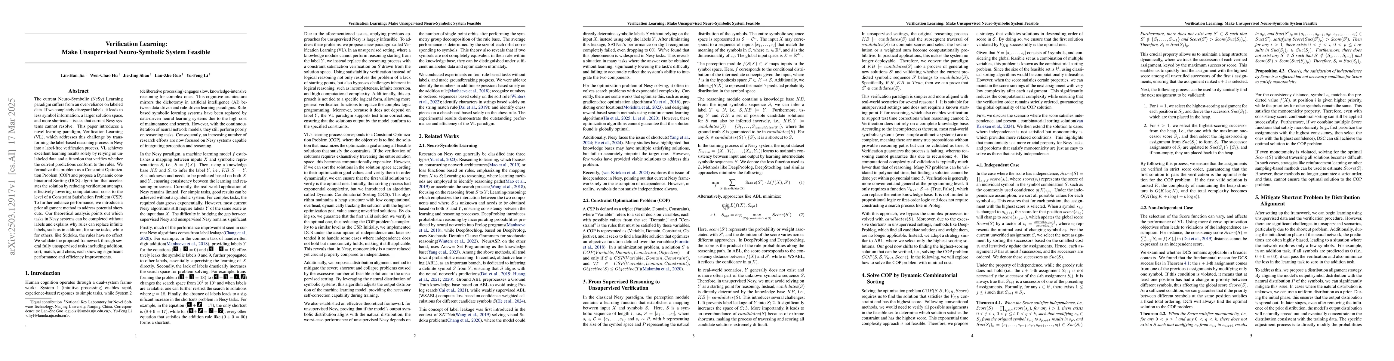 Thumbnail for Verification Learning: Make Unsupervised Neuro-Symbolic System Feasible