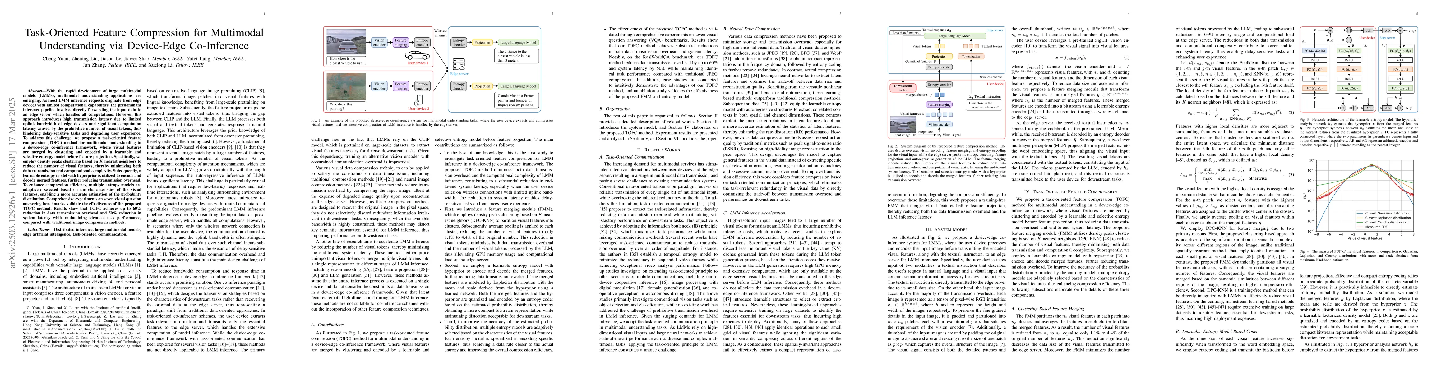 Thumbnail for Task-Oriented Feature Compression for Multimodal Understanding via
  Device-Edge Co-Inference