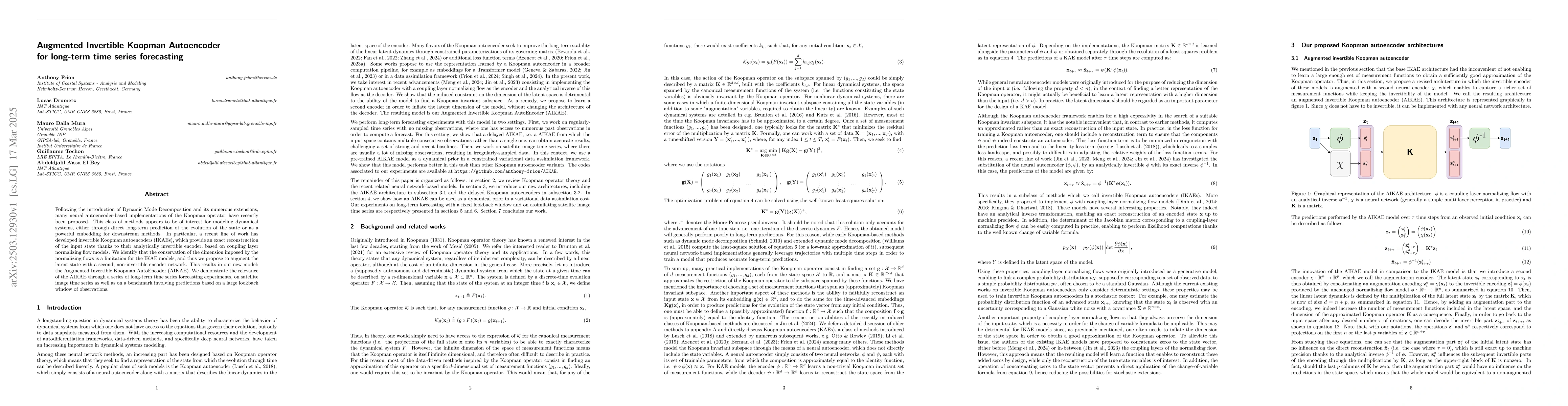Thumbnail for Augmented Invertible Koopman Autoencoder for long-term time series
  forecasting