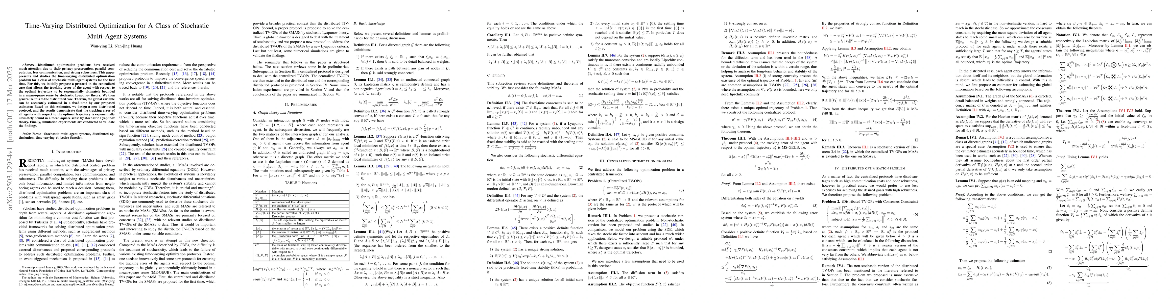 Thumbnail for Time-Varying Distributed Optimization for A Class of Stochastic
  Multi-Agent Systems