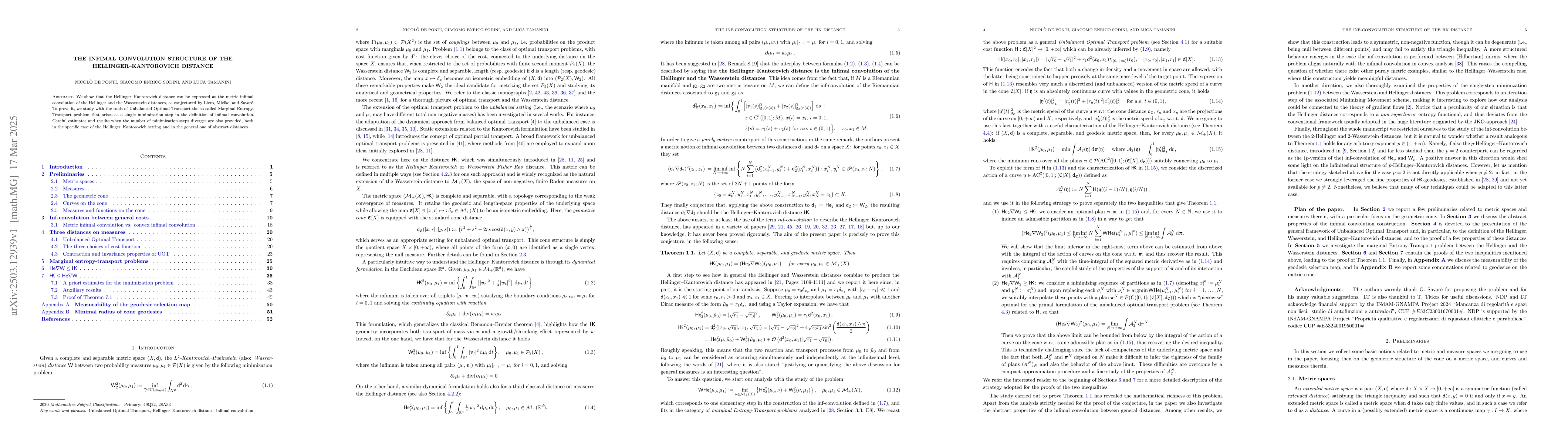 Thumbnail for The infimal convolution structure of the Hellinger-Kantorovich distance