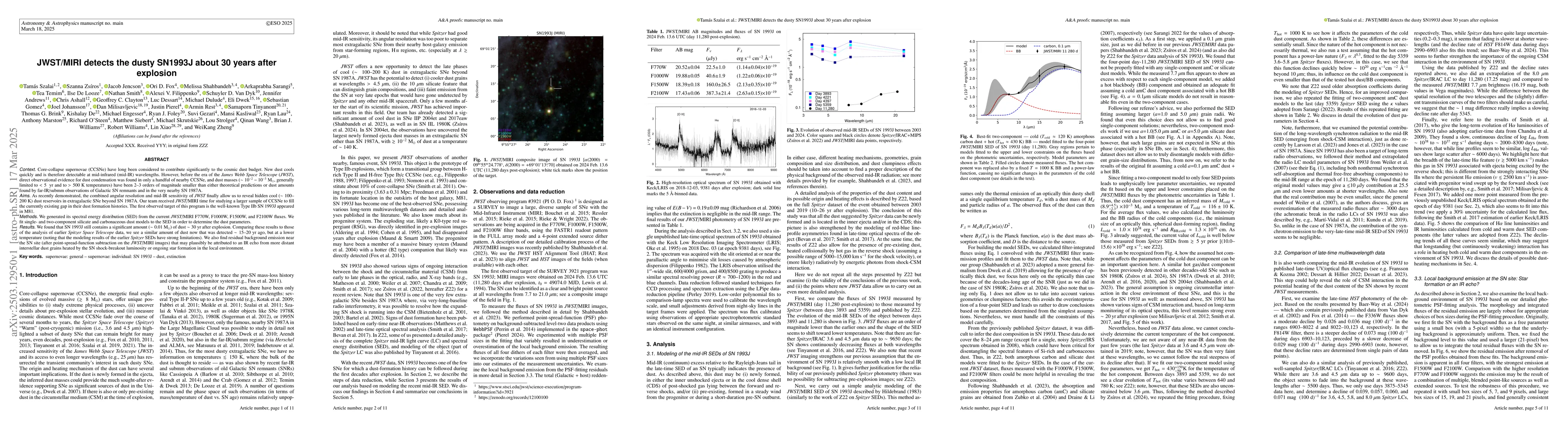 Thumbnail for JWST/MIRI detects the dusty SN1993J about 30 years after explosion