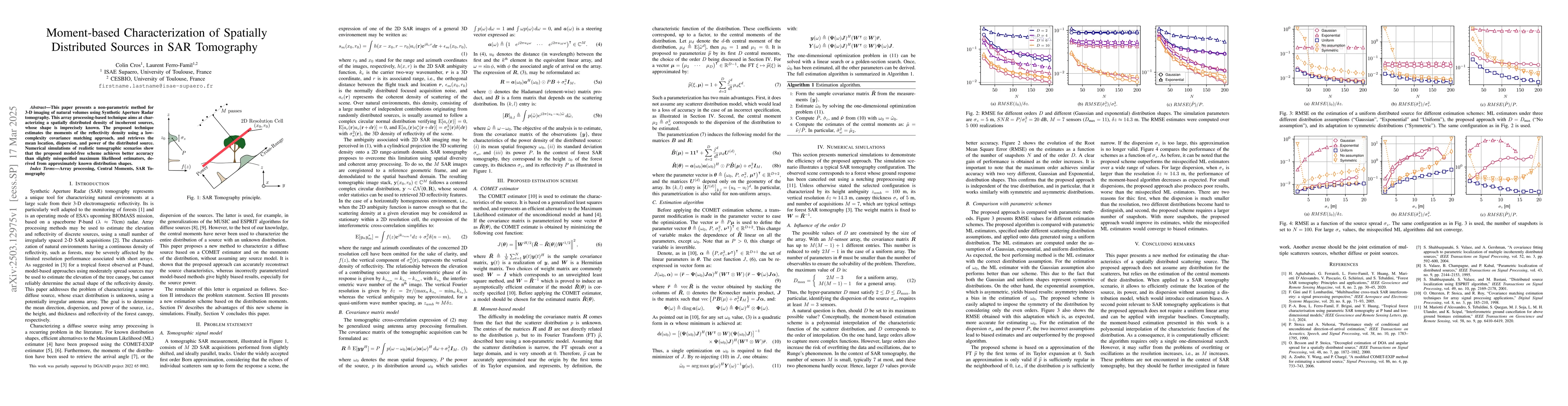 Thumbnail for Moment-based Characterization of Spatially Distributed Sources in SAR
  Tomography