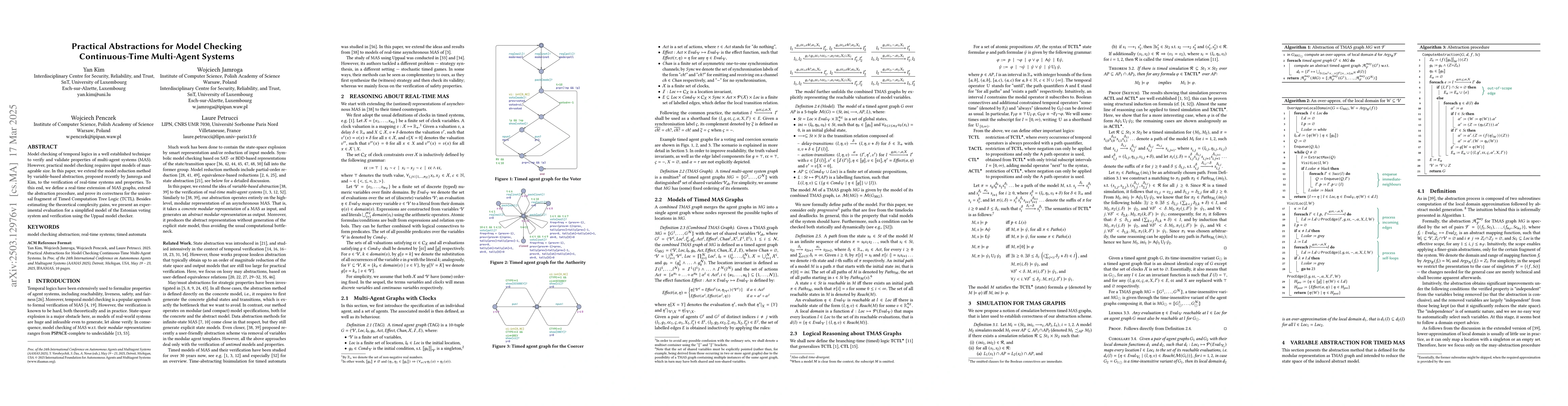 Thumbnail for Practical Abstractions for Model Checking Continuous-Time Multi-Agent
  Systems
