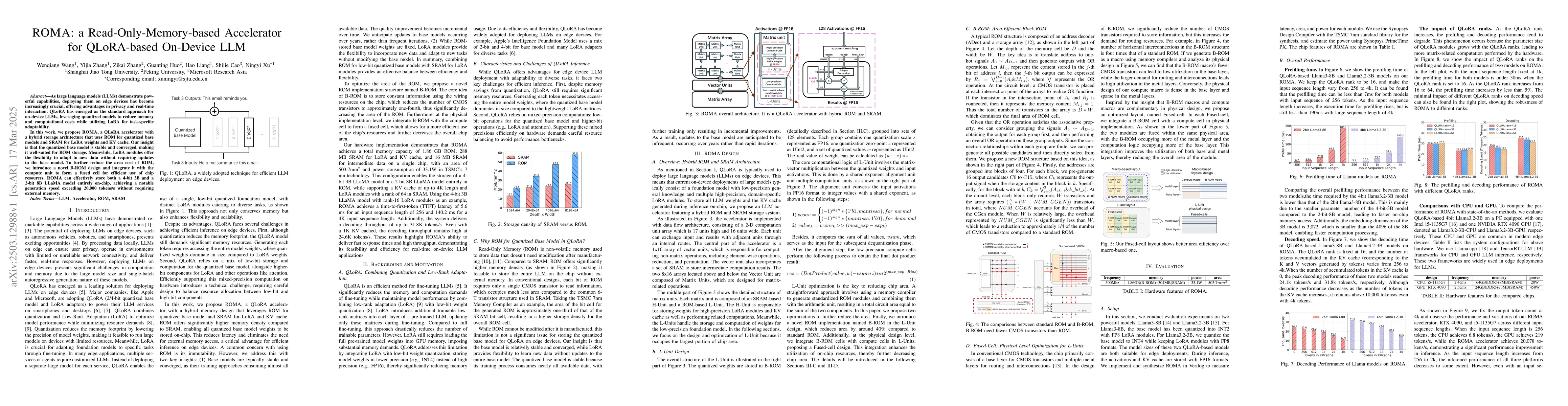 Thumbnail for ROMA: a Read-Only-Memory-based Accelerator for QLoRA-based On-Device LLM