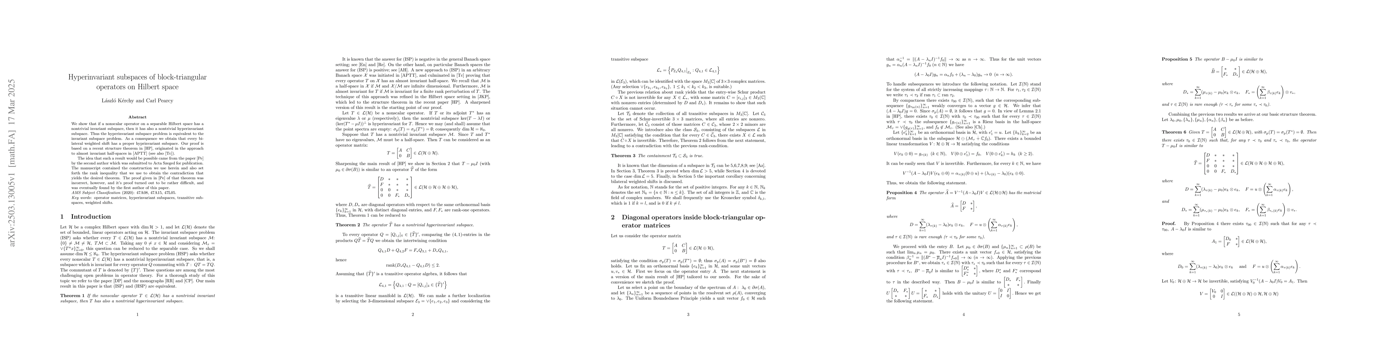 Thumbnail for Hyperinvariant subspaces of block-triangular operators on Hilbert space