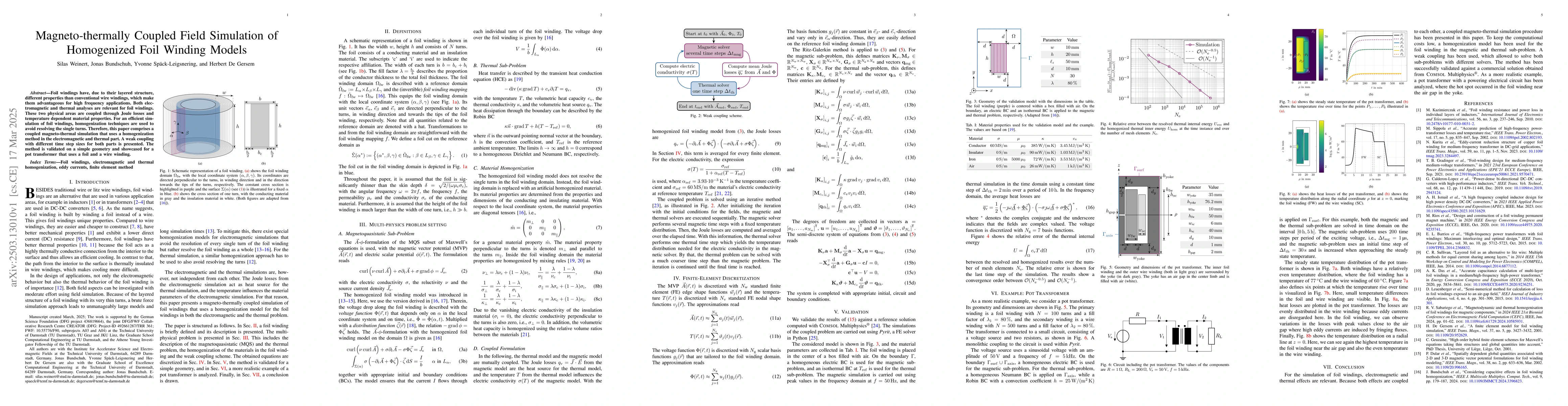 Thumbnail for Magneto-thermally Coupled Field Simulation of Homogenized Foil Winding
  Models