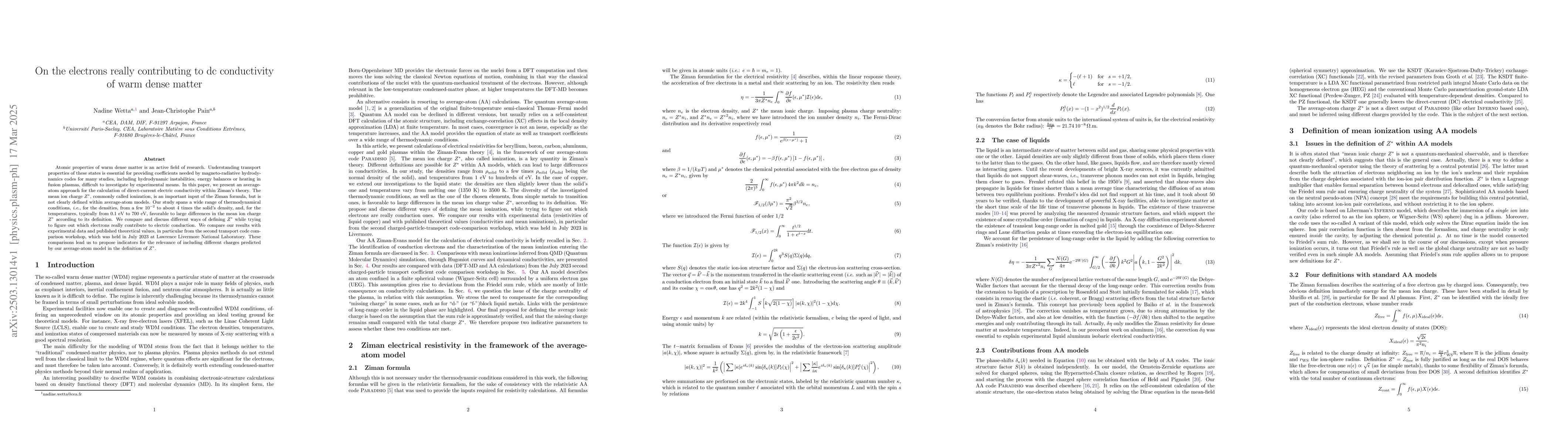 Thumbnail for On the electrons really contributing to dc conductivity of warm dense
  matter
