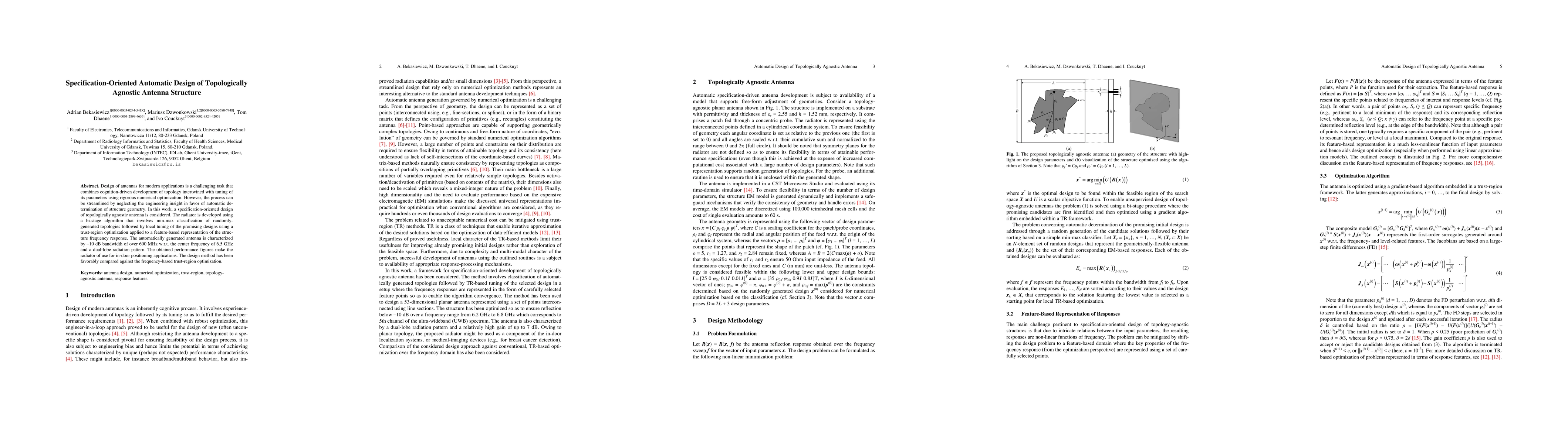 Thumbnail for Specification-Oriented Automatic Design of Topologically Agnostic
  Antenna Structure