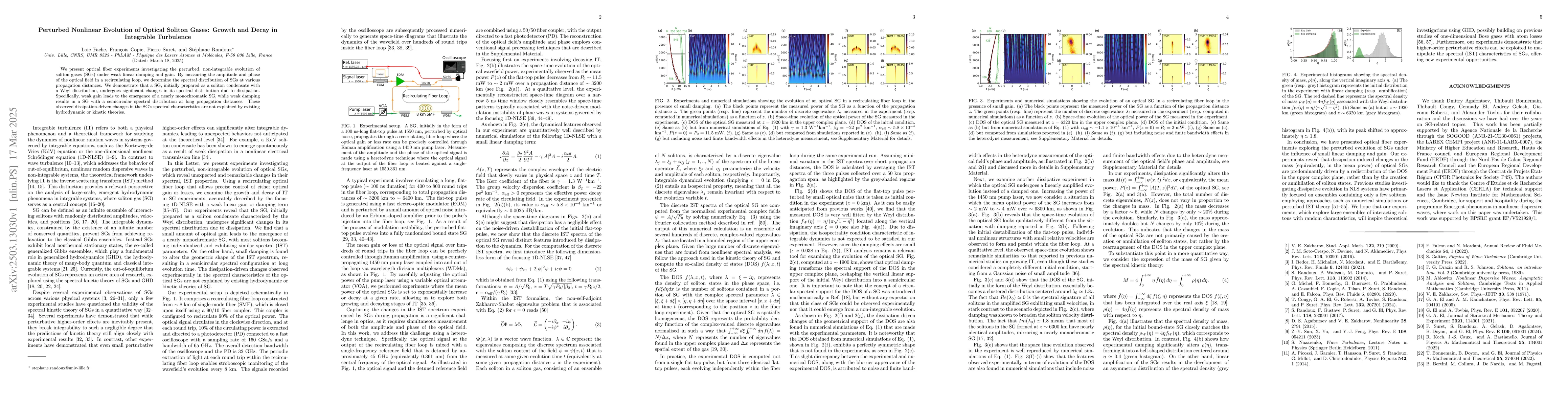 Thumbnail for Perturbed Nonlinear Evolution of Optical Soliton Gases: Growth and Decay
  in Integrable Turbulence