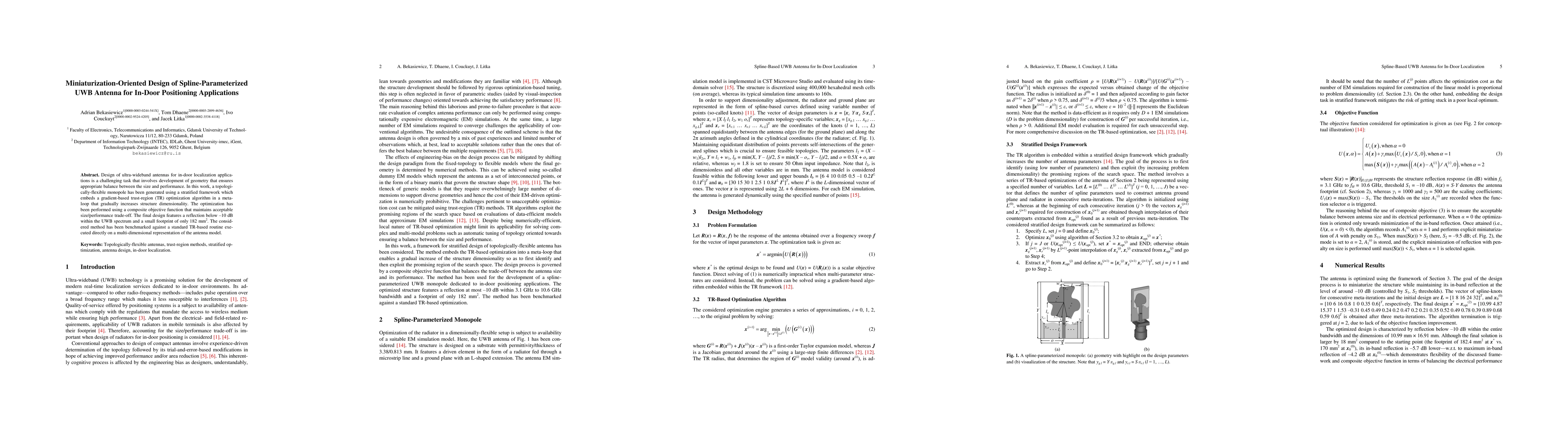 Thumbnail for Miniaturization-Oriented Design of Spline-Parameterized UWB Antenna for
  In-Door Positioning Applications