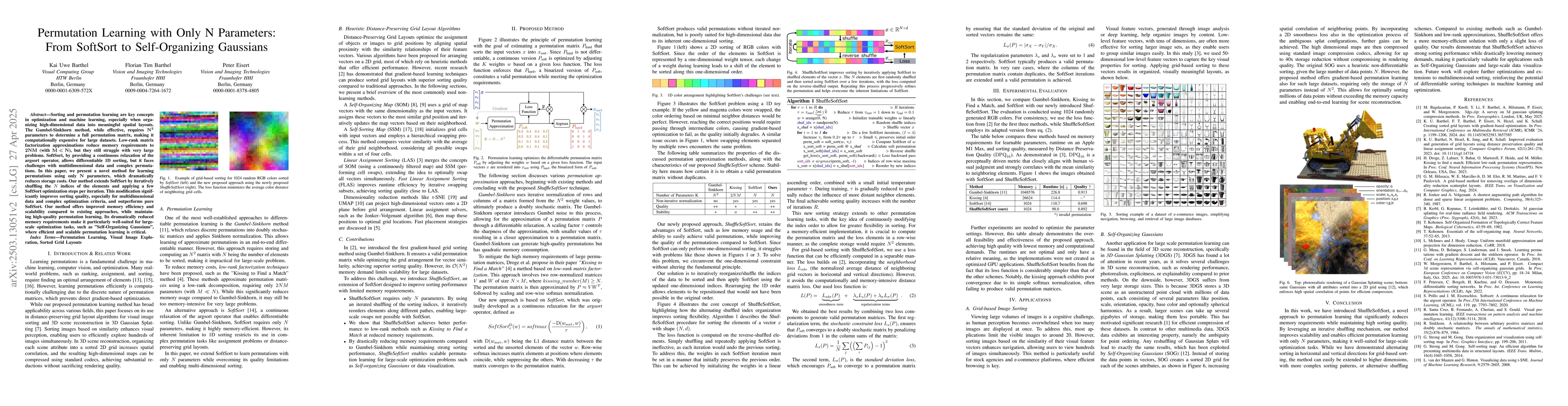 Thumbnail for Permutation Learning with Only N Parameters: From SoftSort to
  Self-Organizing Gaussians