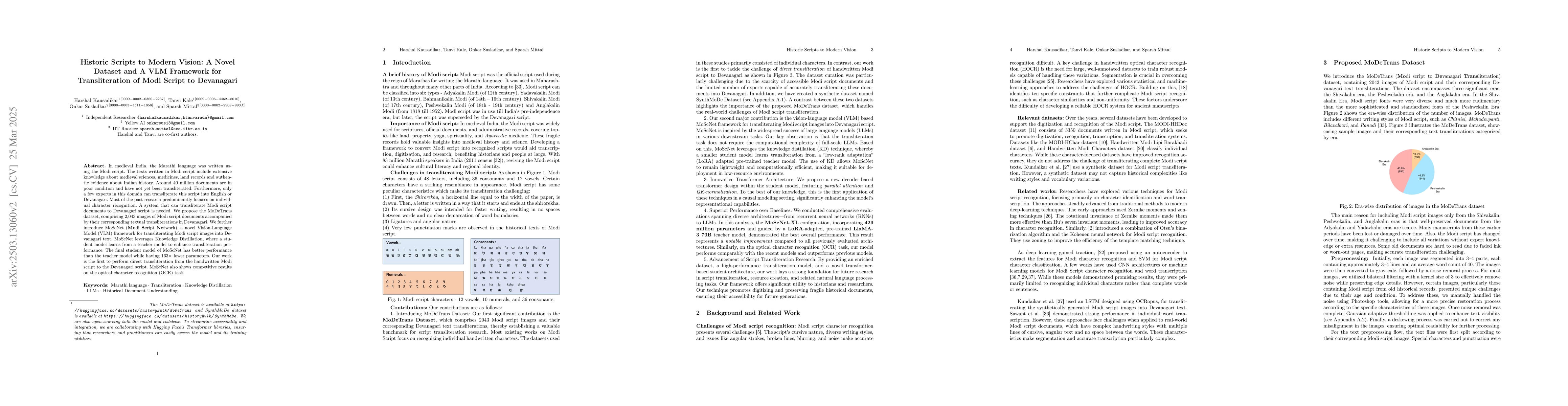 Thumbnail for Historic Scripts to Modern Vision: A Novel Dataset and A VLM Framework
  for Transliteration of Modi Script to Devanagari