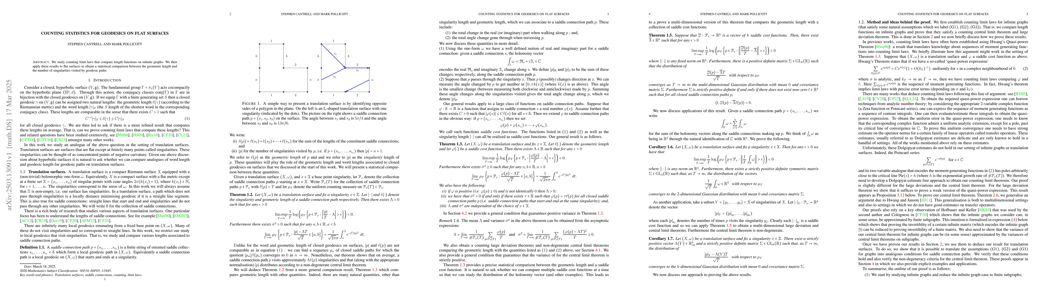 Thumbnail for Counting statistics for geodesics on flat surfaces
