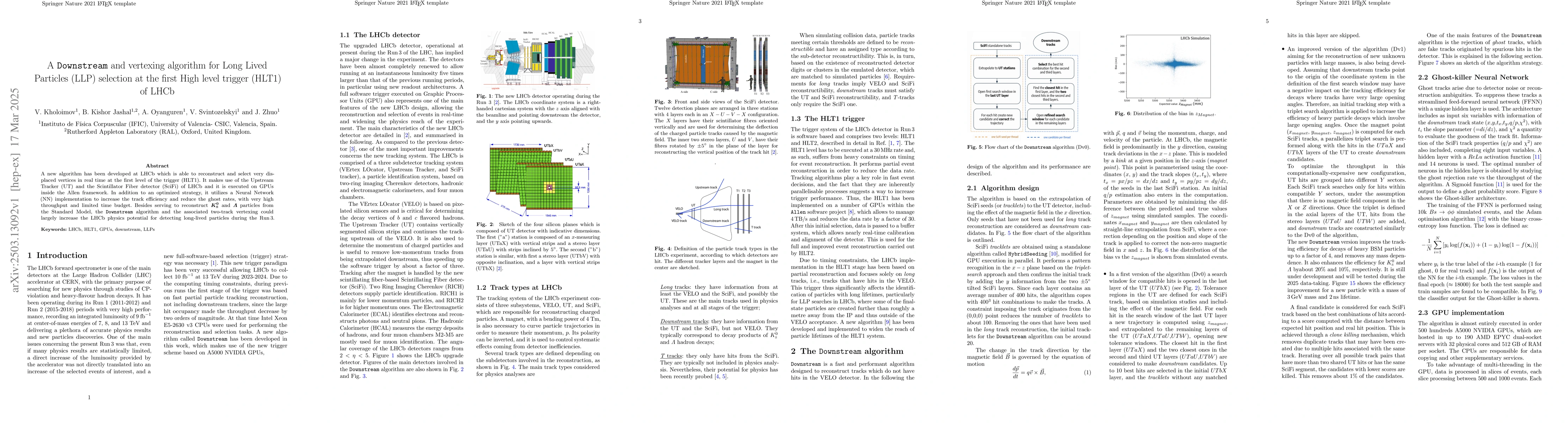 Thumbnail for A Downstream and vertexing algorithm for Long Lived Particles (LLP)
  selection at the first High-level trigger (HLT1) of LHCb