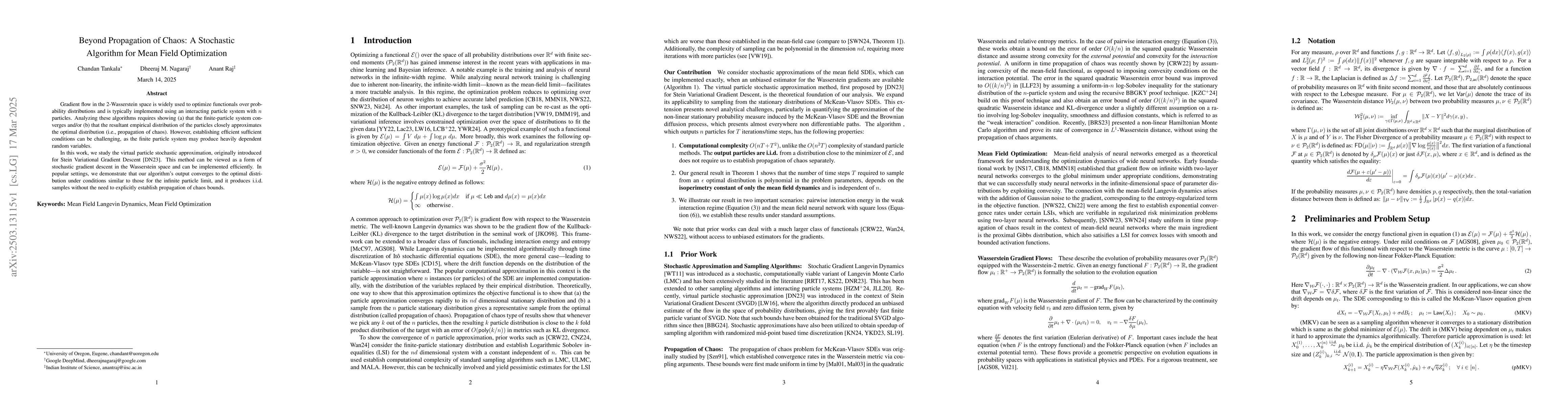 Thumbnail for Beyond Propagation of Chaos: A Stochastic Algorithm for Mean Field
  Optimization