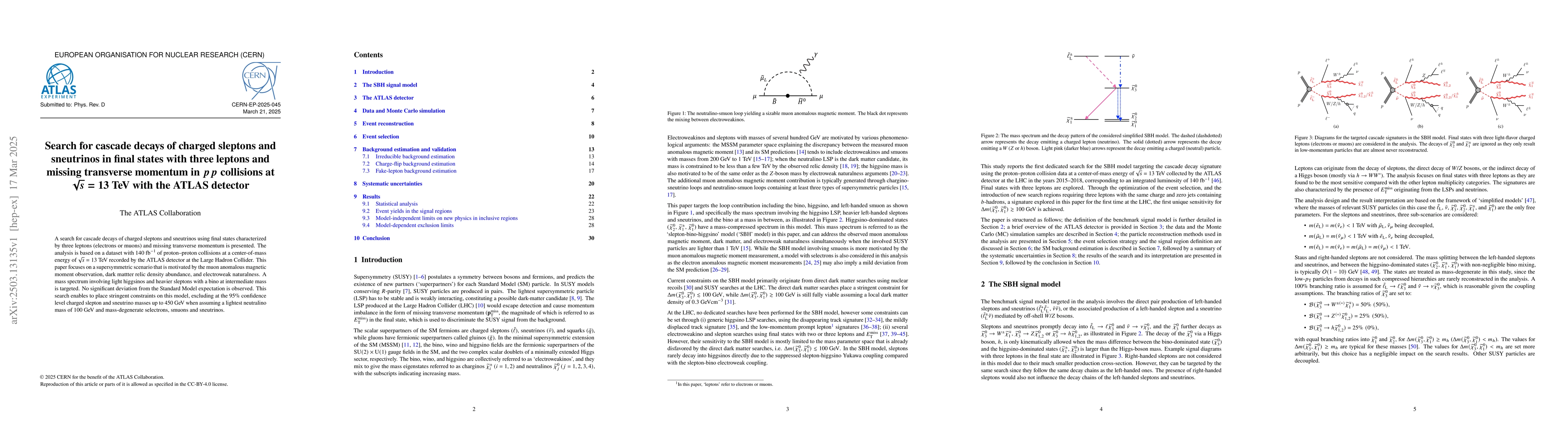 Thumbnail for Search for cascade decays of charged sleptons and sneutrinos in final
  states with three leptons and missing transverse momentum in $pp$ collisions
  at $\sqrt{s}=13$ TeV with the ATLAS detector