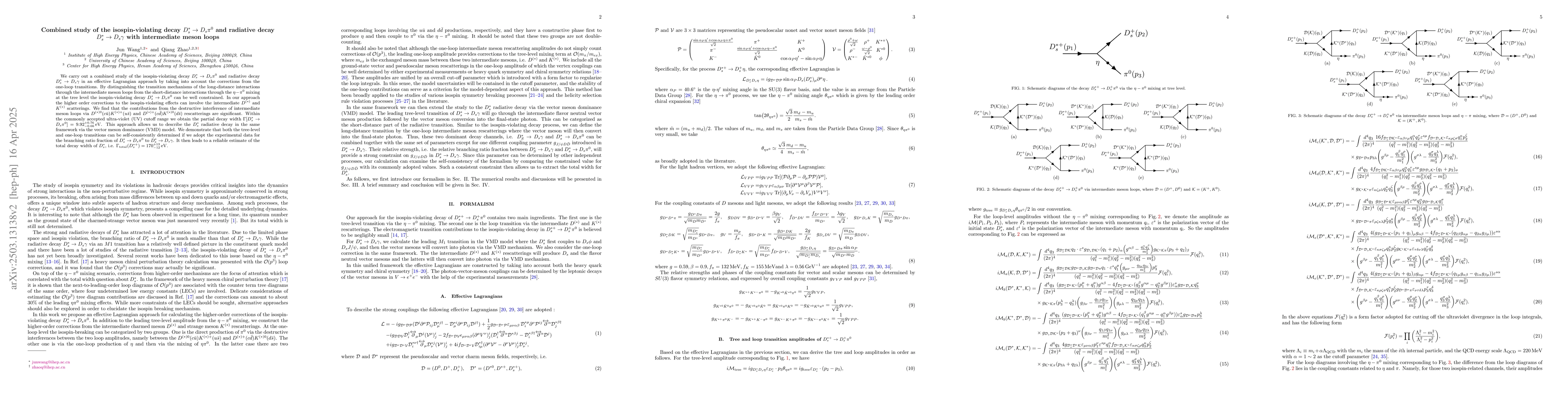Thumbnail for Isospin-violating decay of $D^{*}_{s}\to D_{s} π^0$ with intermediate
  meson loops