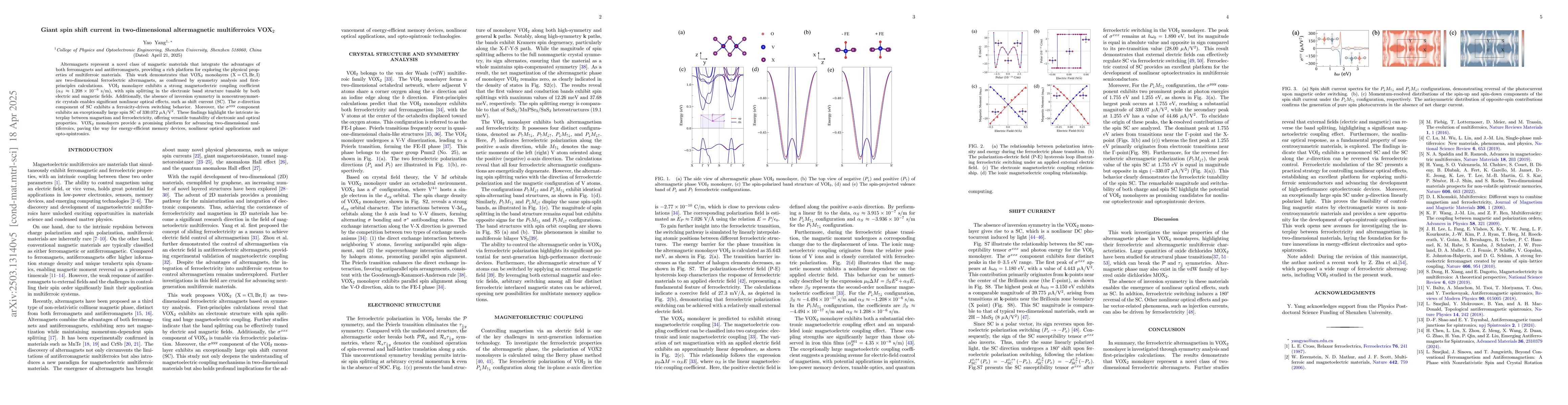 Thumbnail for Giant spin shift current in two-dimensional altermagnetic multiferroics
  VOX$\mathrm{_2}$