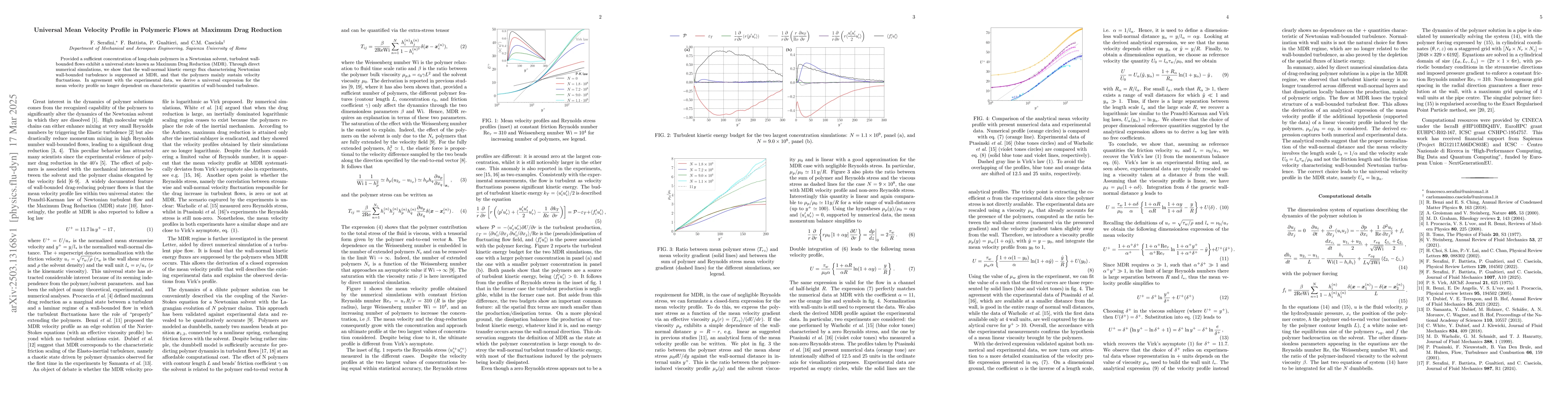 Thumbnail for Universal mean velocity profile in polymeric flows at maximum drag
  reduction