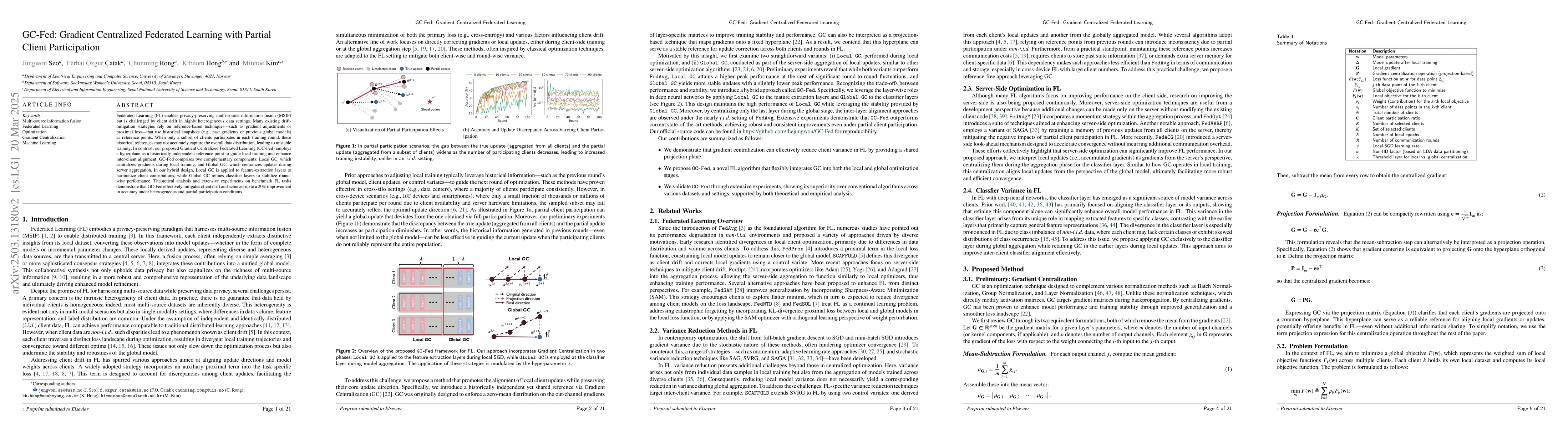 Thumbnail for GC-Fed: Gradient Centralized Federated Learning with Partial Client
  Participation