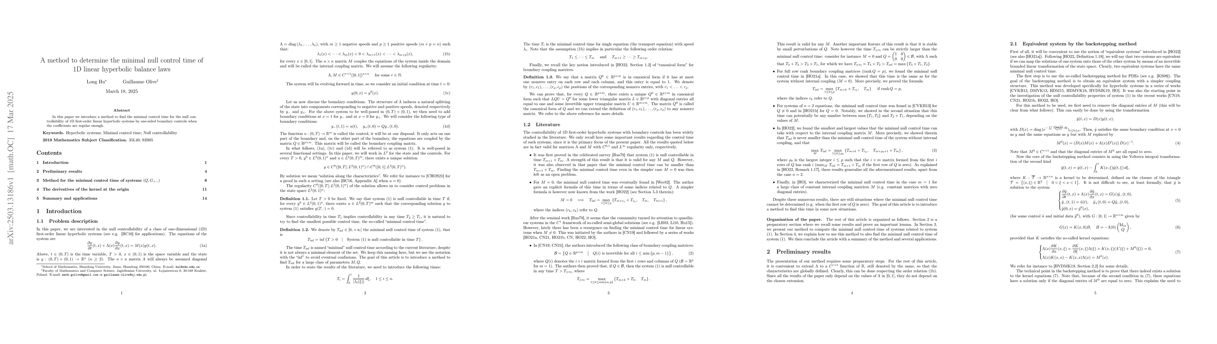 Thumbnail for A method to determine the minimal null control time of 1D linear
  hyperbolic balance laws