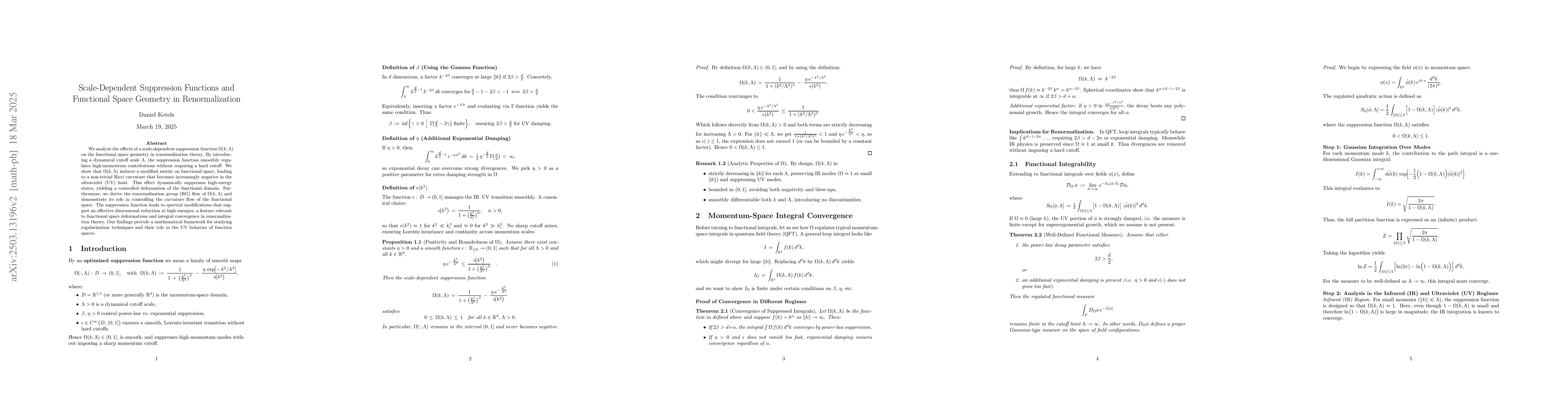 Thumbnail for Scale-Dependent Suppression Functions and Functional Space Geometry in
  Renormalization