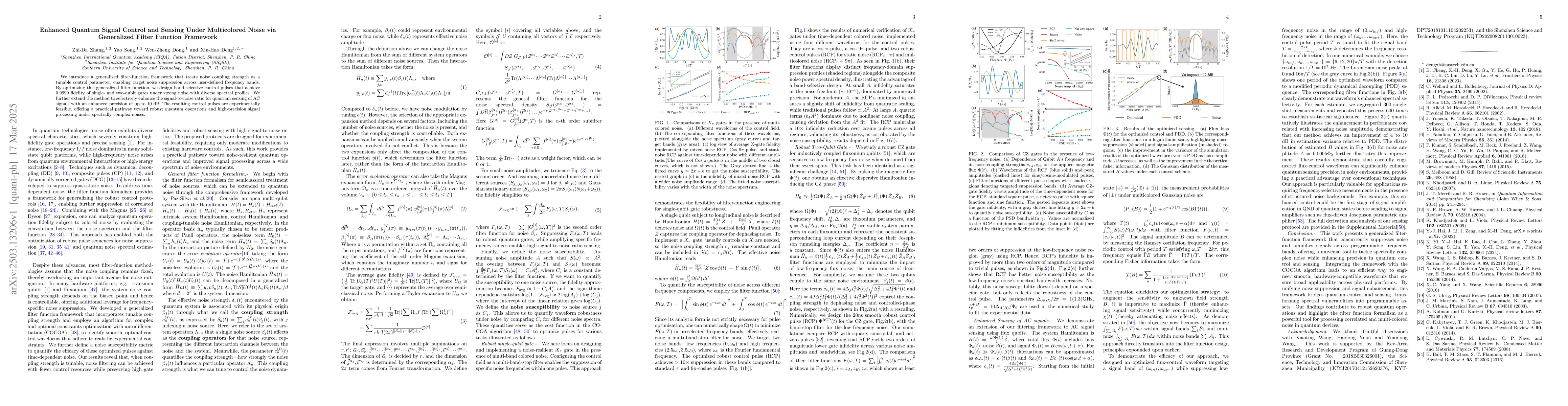 Thumbnail for Enhanced Quantum Signal Control and Sensing Under Multicolored Noise via
  Generalized Filter Function Framework