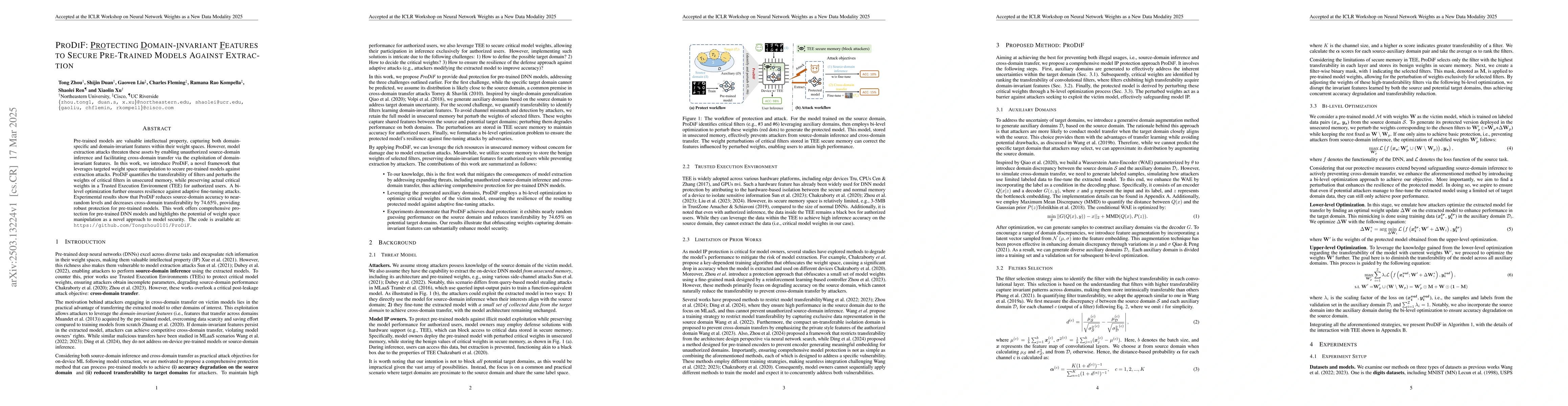 Thumbnail for ProDiF: Protecting Domain-Invariant Features to Secure Pre-Trained
  Models Against Extraction