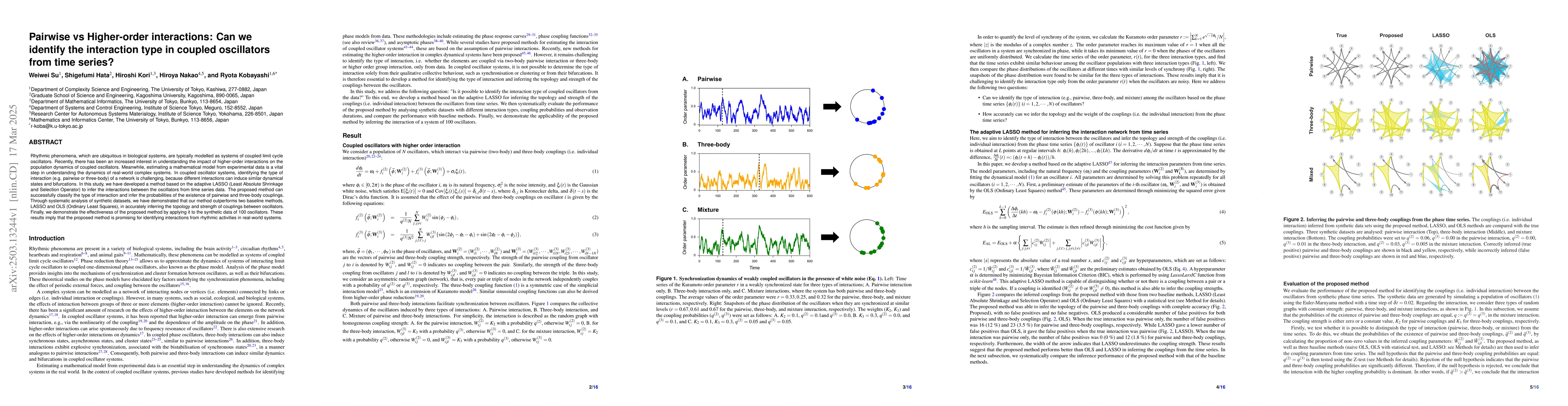 Thumbnail for Pairwise vs Higher-order interactions: Can we identify the interaction
  type in coupled oscillators from time series?
