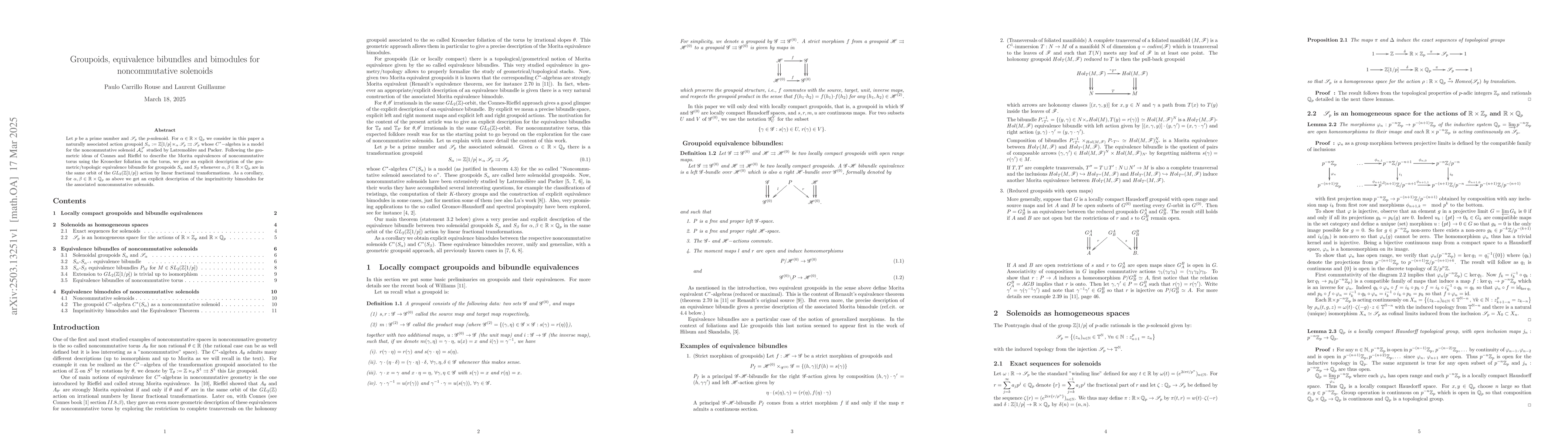 Thumbnail for Groupoids, equivalence bibundles and bimodules for noncommutative
  solenoids
