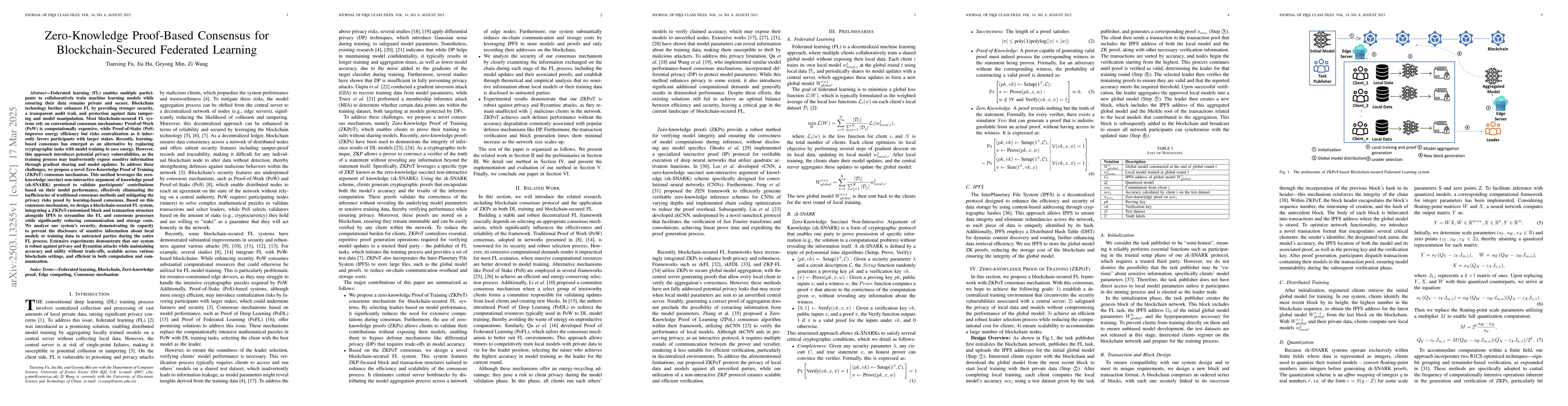 Thumbnail for Zero-Knowledge Proof-Based Consensus for Blockchain-Secured Federated
  Learning