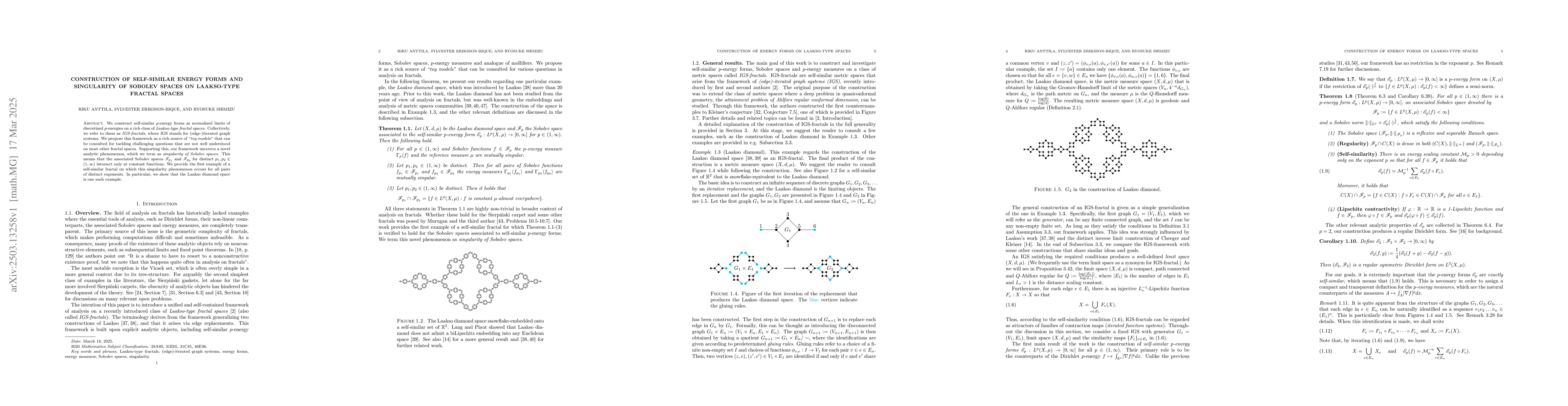 Thumbnail for Construction of self-similar energy forms and singularity of Sobolev
  spaces on Laakso-type fractal spaces