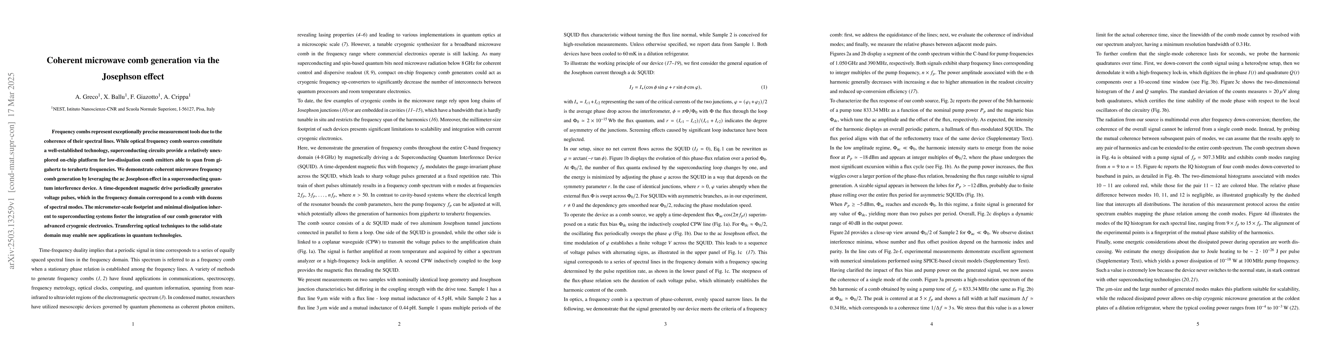 Thumbnail for Coherent microwave comb generation via the Josephson effect