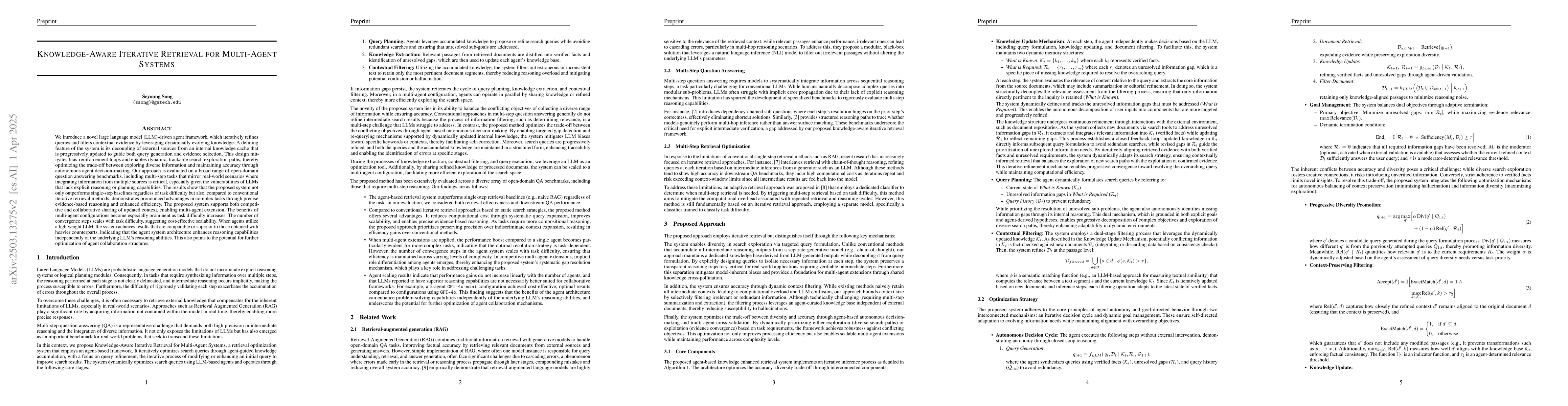 Thumbnail for Knowledge-Aware Iterative Retrieval for Multi-Agent Systems