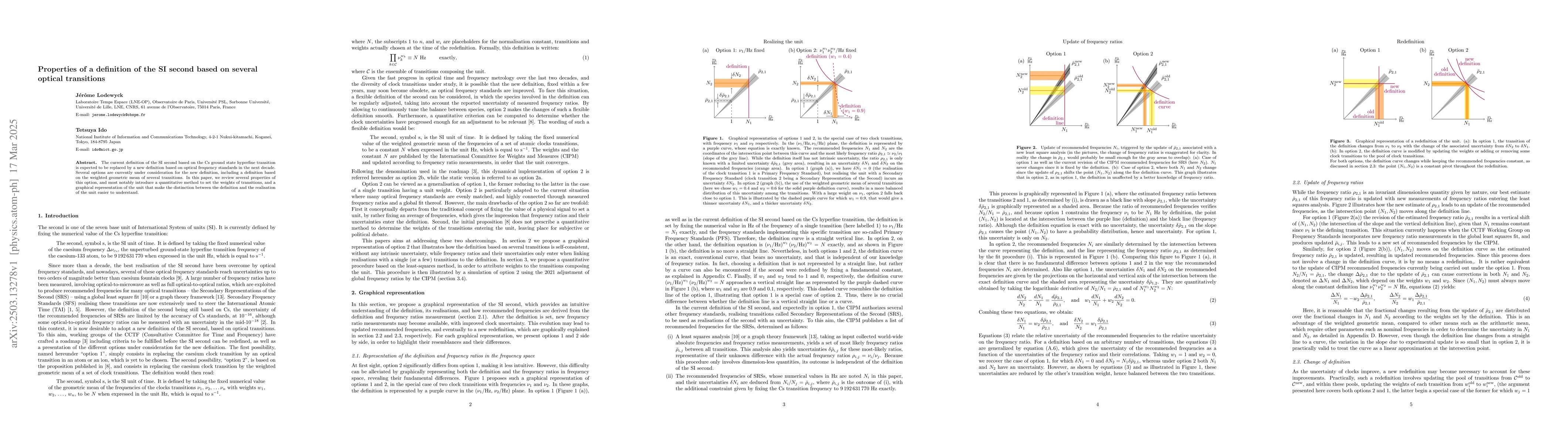 Thumbnail for Properties of a definition of the SI second based on several optical
  transitions