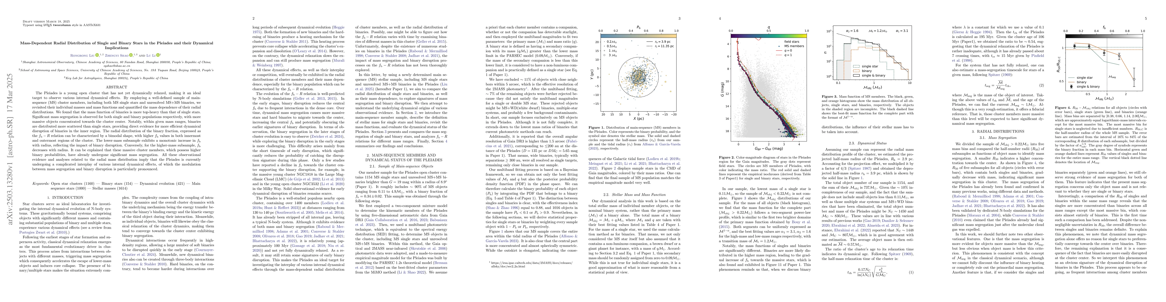 Thumbnail for Mass-Dependent Radial Distribution of Single and Binary Stars in the
  Pleiades and their Dynamical Implications