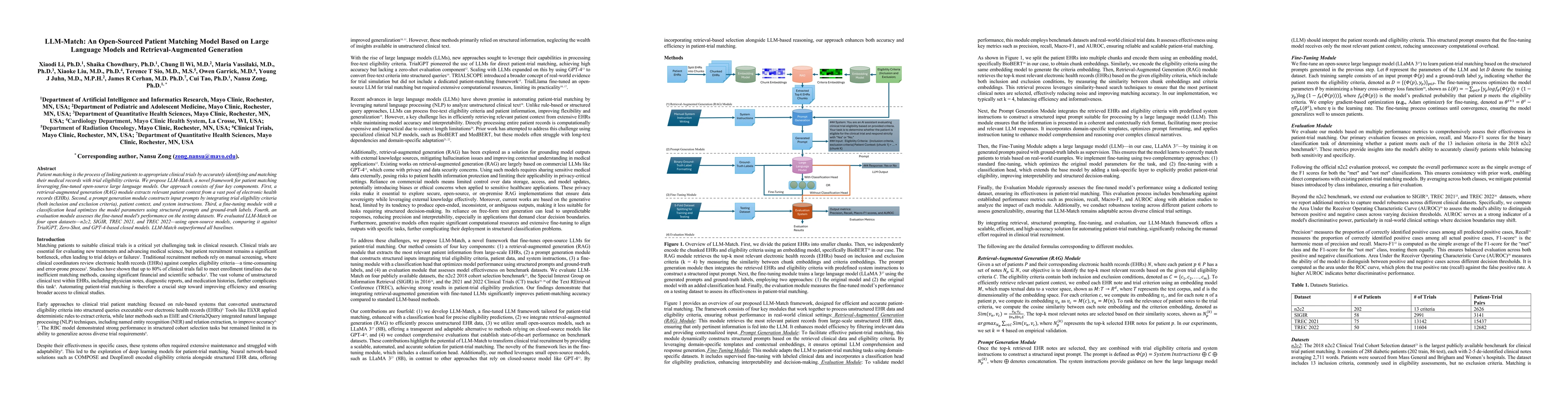 Thumbnail for LLM-Match: An Open-Sourced Patient Matching Model Based on Large
  Language Models and Retrieval-Augmented Generation