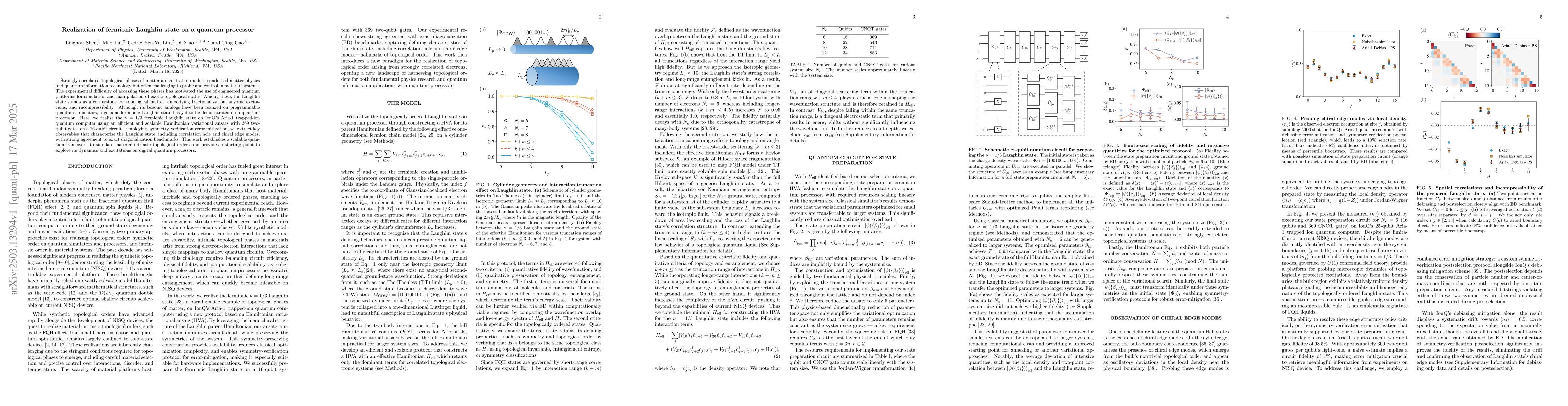 Thumbnail for Realization of fermionic Laughlin state on a quantum processor