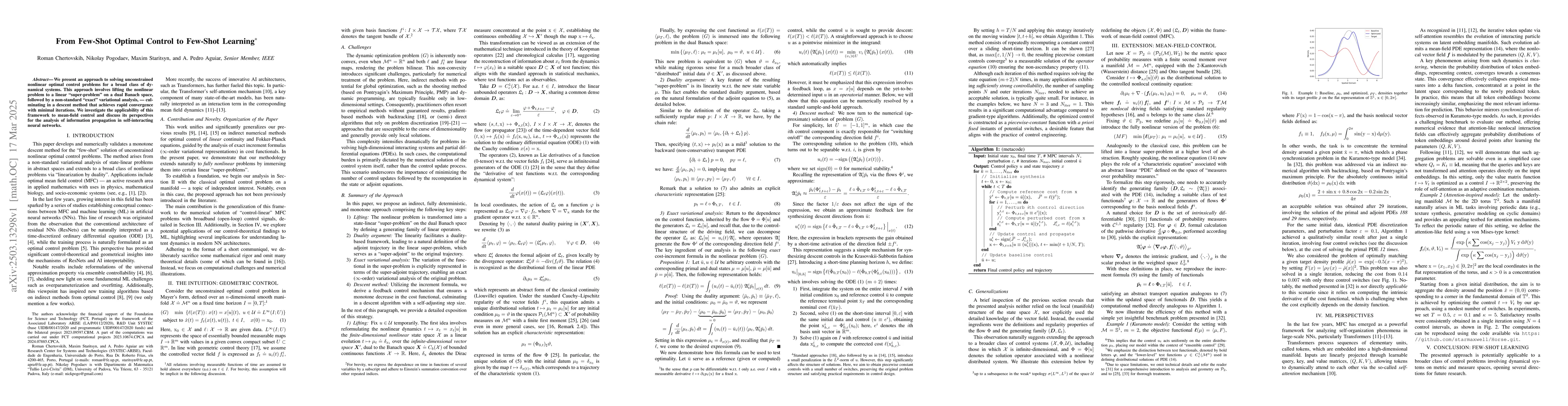 Thumbnail for From Few-Shot Optimal Control to Few-Shot Learning