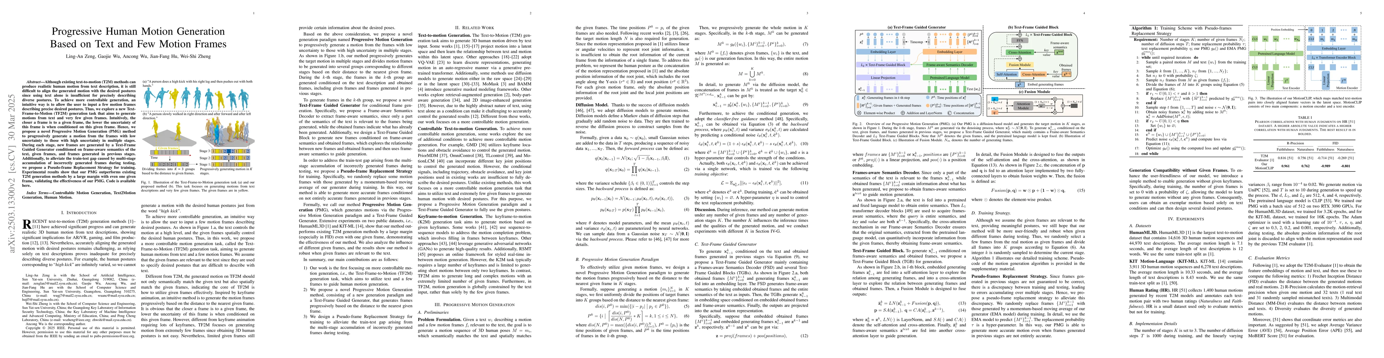 Thumbnail for Progressive Human Motion Generation Based on Text and Few Motion Frames