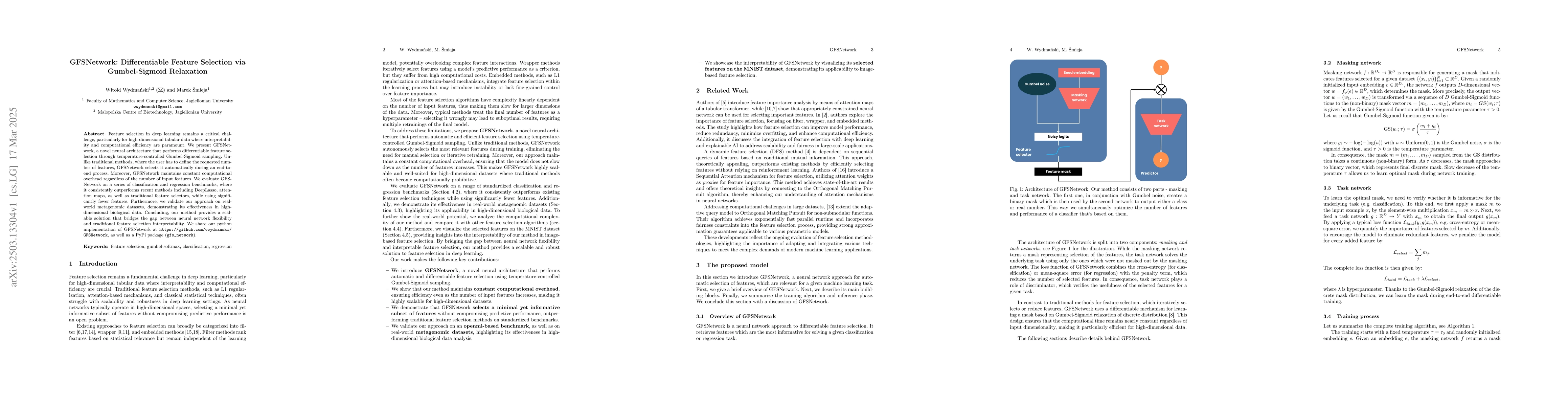 Thumbnail for GFSNetwork: Differentiable Feature Selection via Gumbel-Sigmoid
  Relaxation
