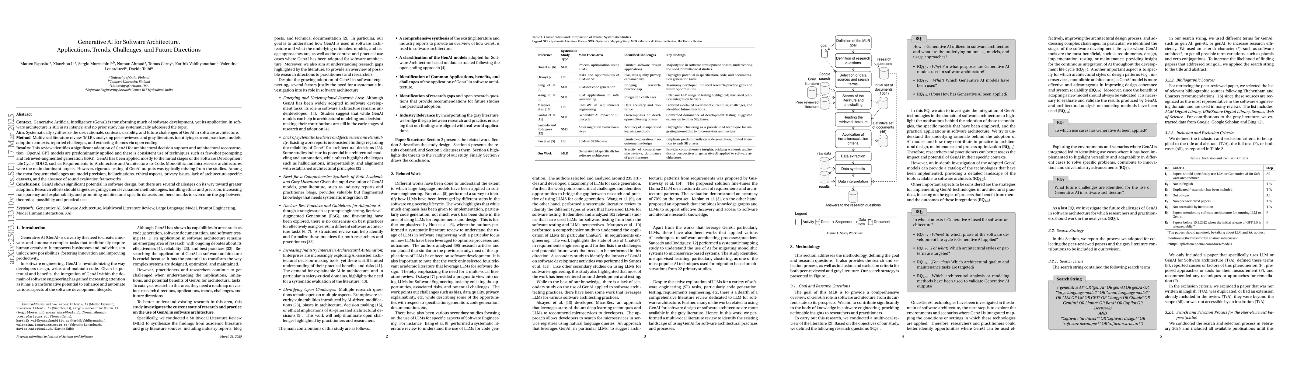 Thumbnail for Generative AI for Software Architecture. Applications, Trends,
  Challenges, and Future Directions
