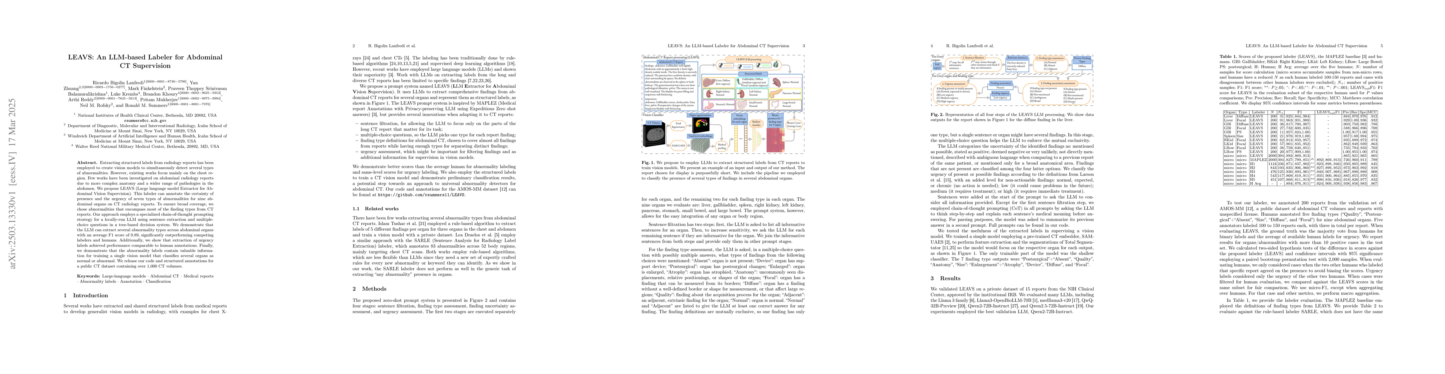 Thumbnail for LEAVS: An LLM-based Labeler for Abdominal CT Supervision