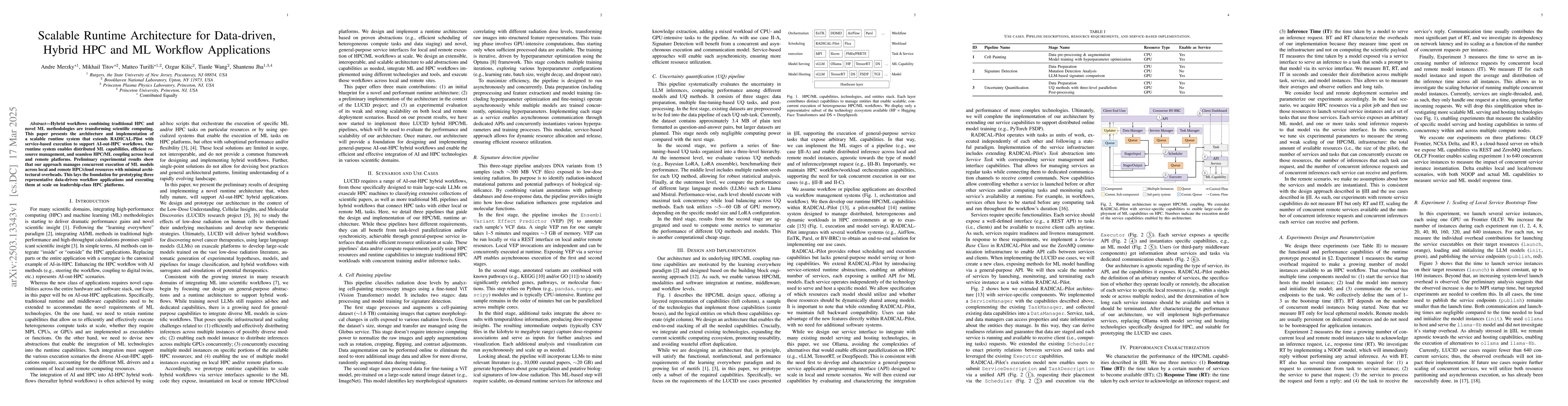 Thumbnail for Scalable Runtime Architecture for Data-driven, Hybrid HPC and ML
  Workflow Applications