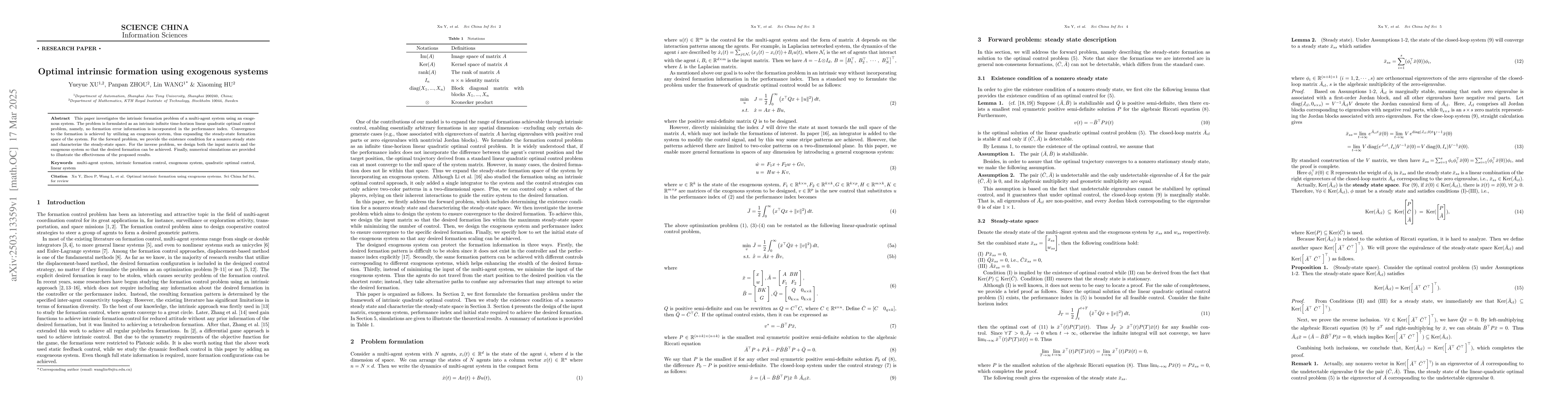 Thumbnail for Optimal intrinsic formation using exogenous systems