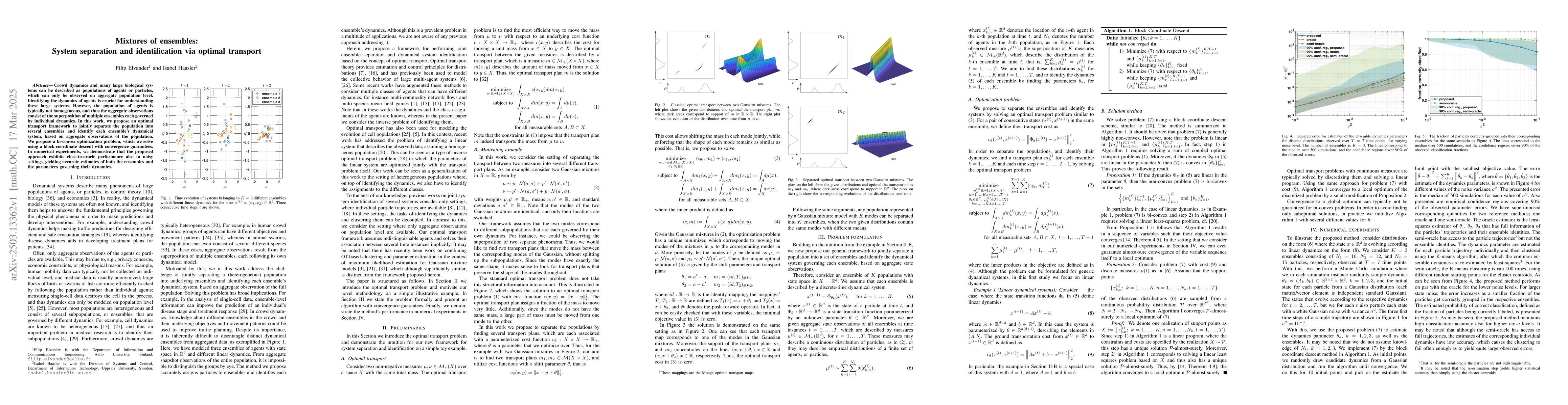 Thumbnail for Mixtures of ensembles: System separation and identification via optimal
  transport
