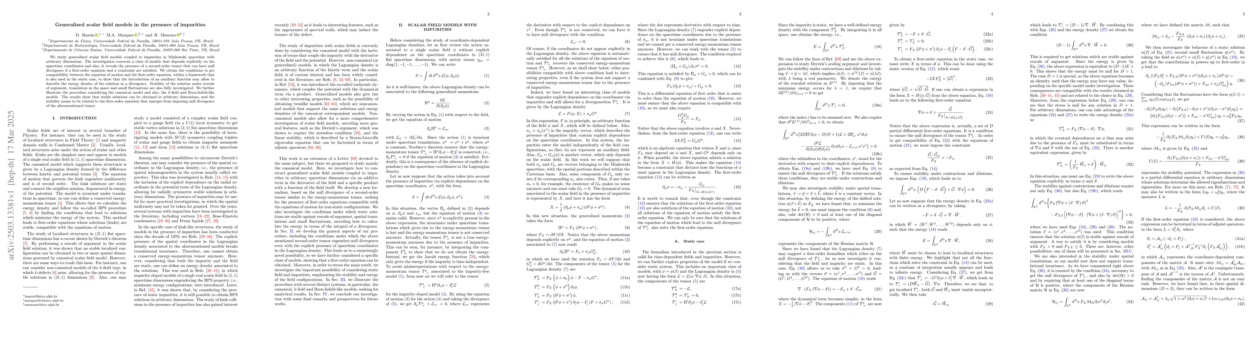 Thumbnail for Generalized scalar field models in the presence of impurities
