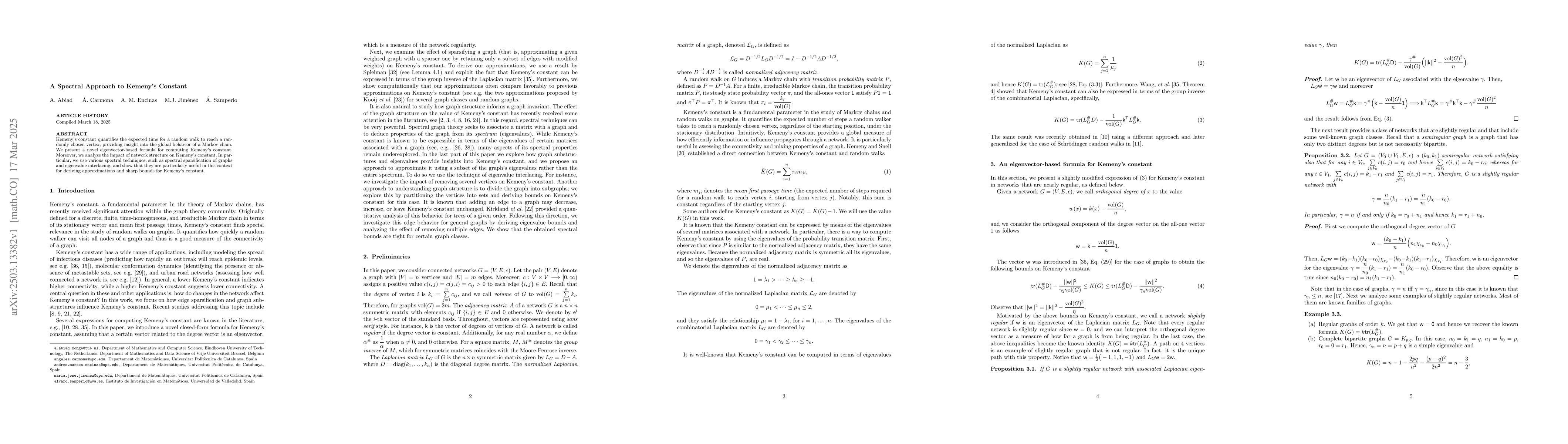 Thumbnail for A Spectral Approach to Kemeny's Constant