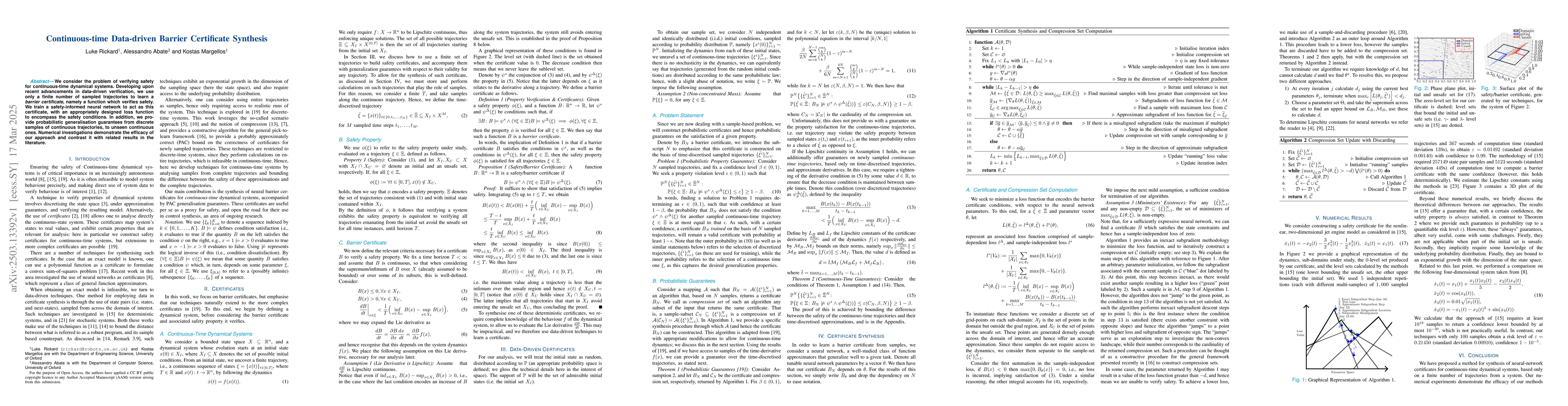 Thumbnail for Continuous-time Data-driven Barrier Certificate Synthesis